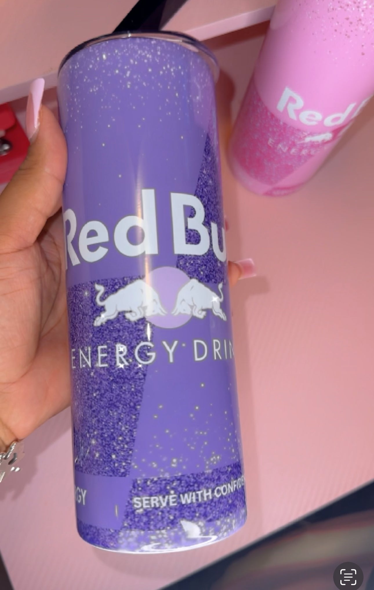 Glitter Red Bull Custom Tumbler - Stand Out in Style with Our Vibrant 20 oz Design