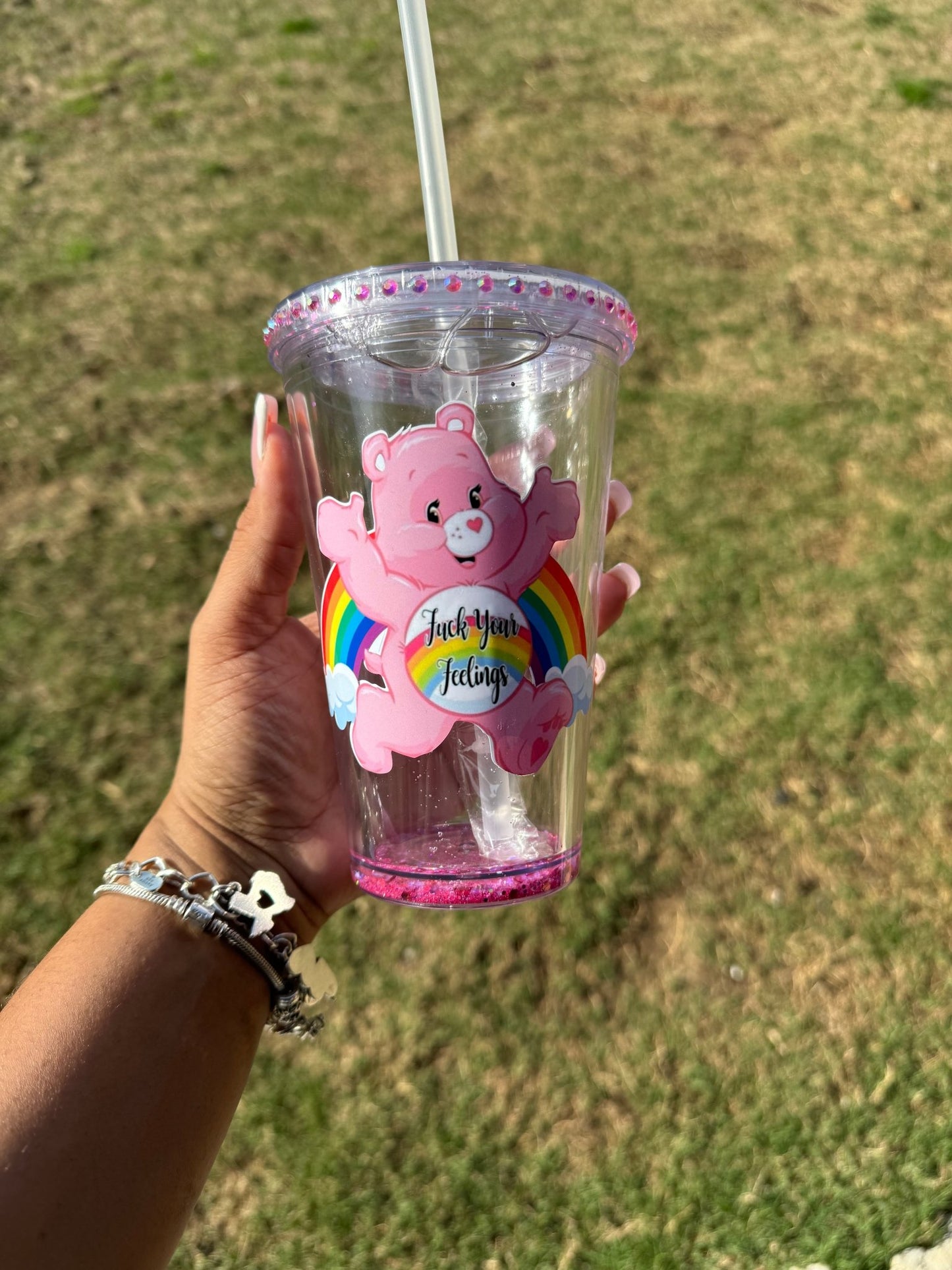 Swear Bear Glitter Snow globe Tumbler Cup