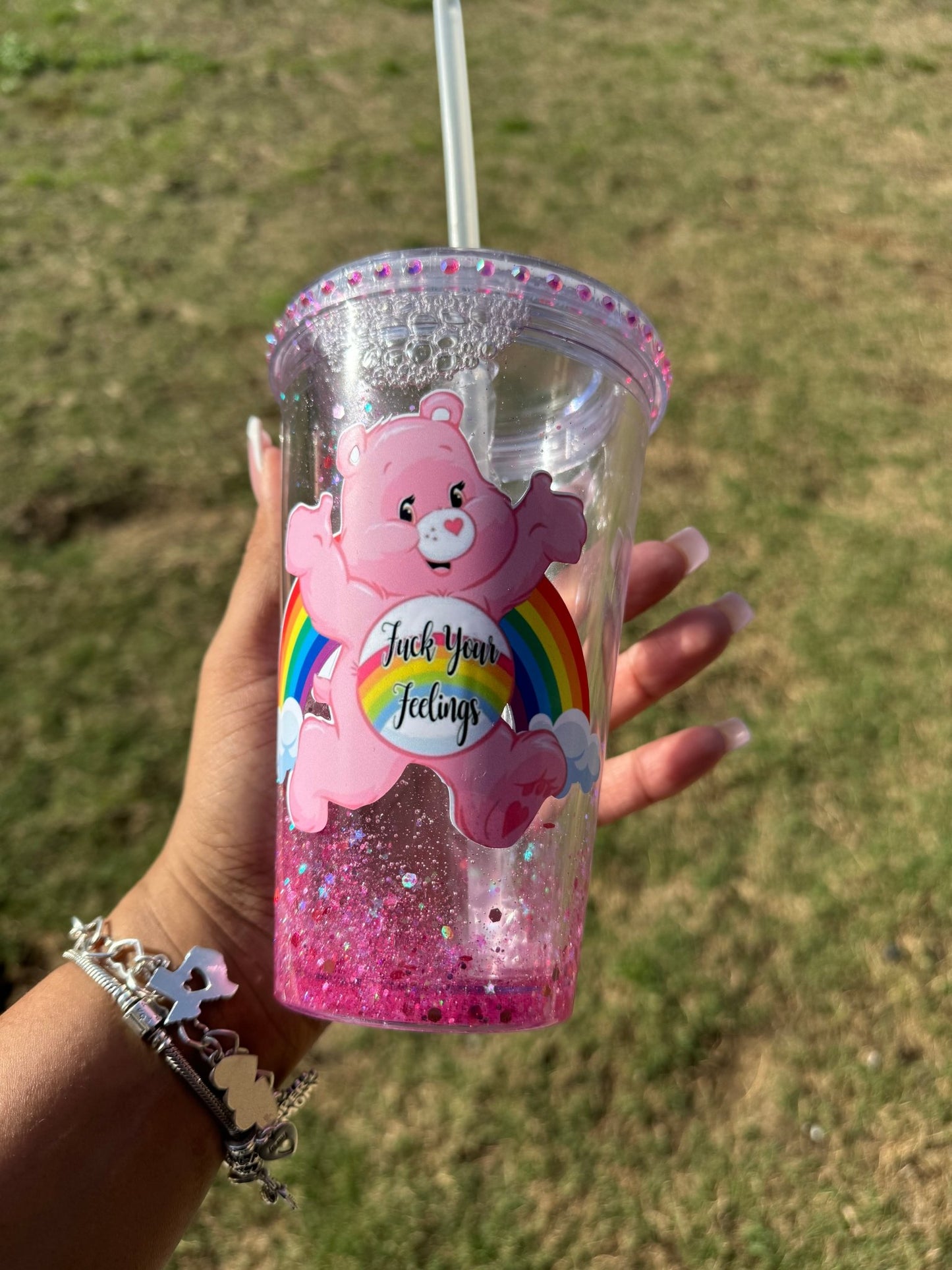 Swear Bear Glitter Snow globe Tumbler Cup