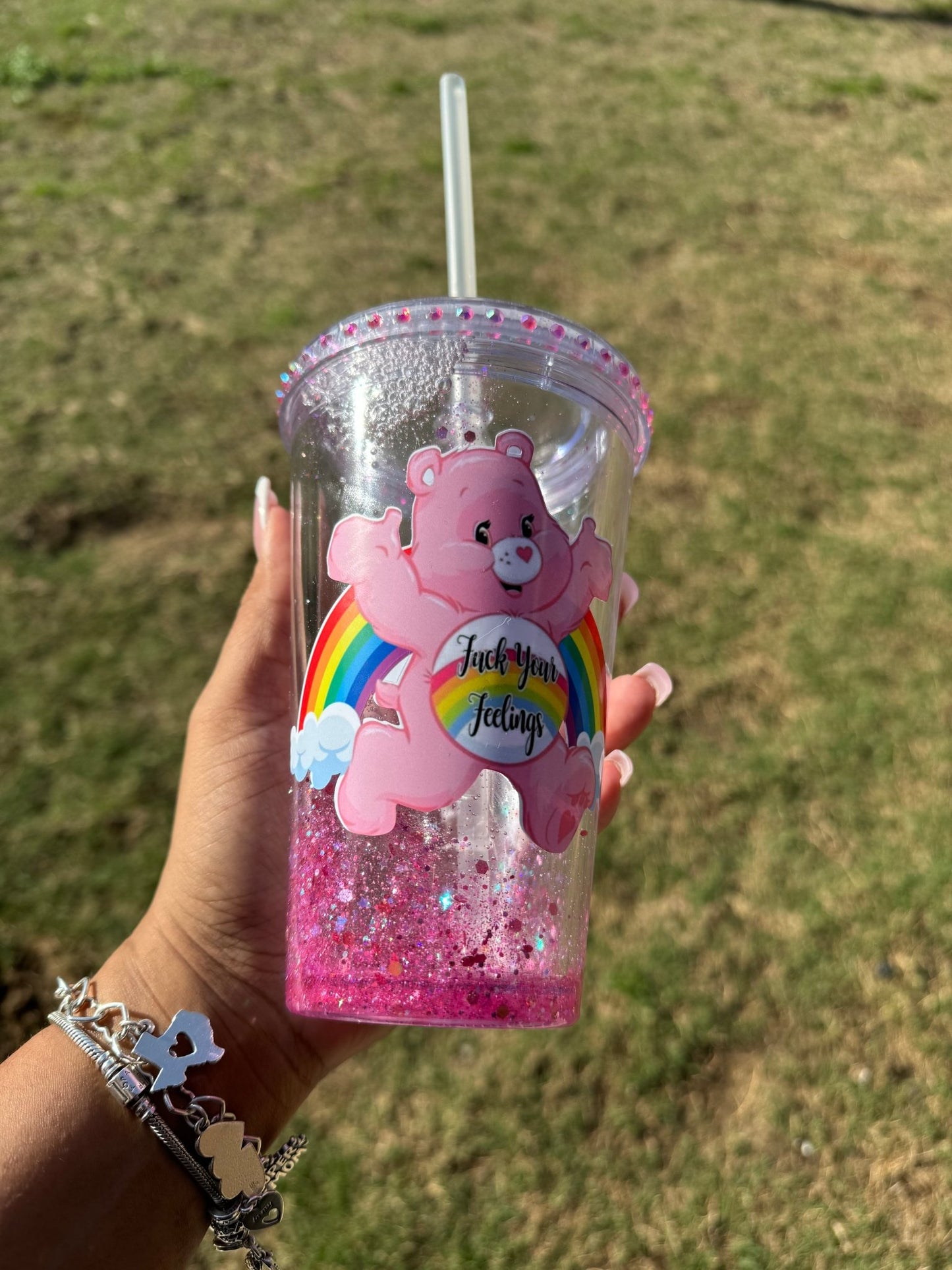Swear Bear Glitter Snow globe Tumbler Cup